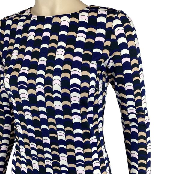 JB By Julie Brown NYC Dress Size P XS Xsmall Long Sleeve Geometric Print Stretch - Picture 3 of 8